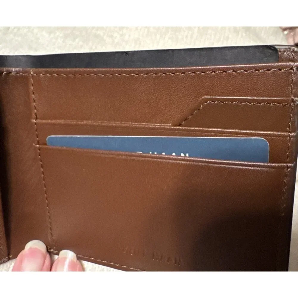 Men's Cole Haan Bifold Compact Billfold Wallet Brown Leather Classic NEW $179